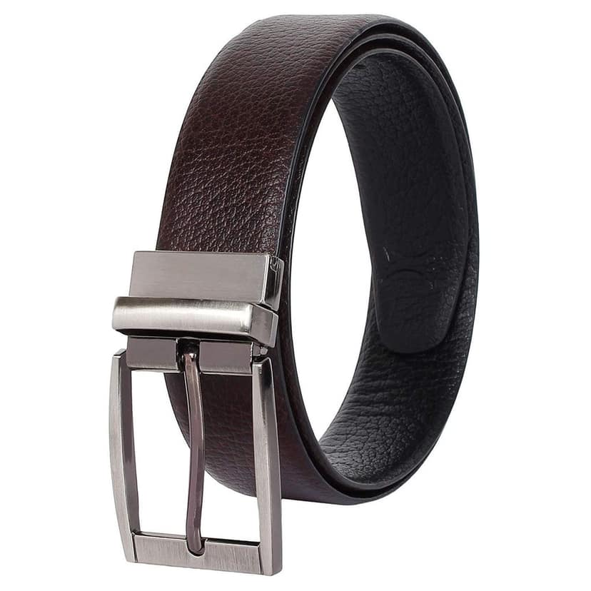 SWHF Premium Genuine Leather Belt for Men with Metal Buckle | Formal Belt | Casual | Black | Durable | Adjustable | Soft | Genuine Leather | (38, Reversible Honey) view 5