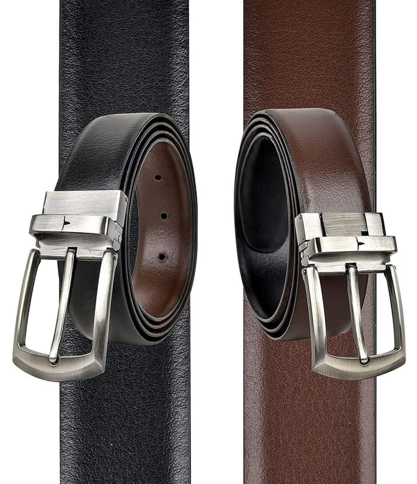 SWHF Premium Genuine Leather Belt for Men with Metal Buckle | Formal Belt | Casual | Black | Durable | Adjustable | Soft | Genuine Leather | (38, Reversible Honey) view 7