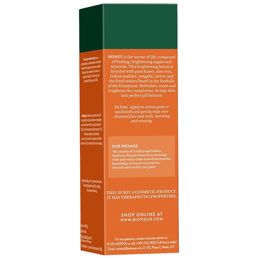 Biotique Pore Tightening Brightening Toner - Honey, With Himalayans Water, For Normal To Oily Skin, 120 Ml Carton view 2