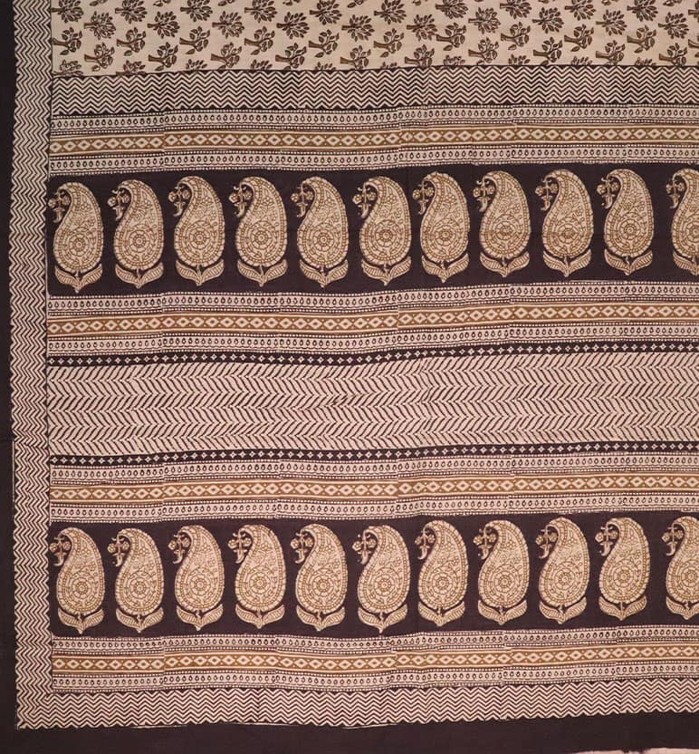 Bagh Hand Block Printed Cotton Saree – Traditional Natural Dye Drape view 3