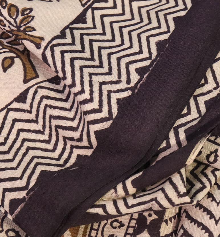 Bagh Hand Block Printed Cotton Saree – Traditional Natural Dye Drape view 5