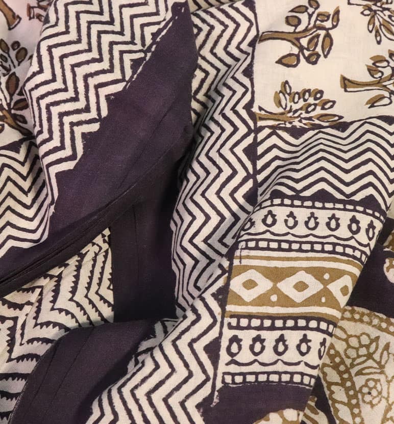 Bagh Hand Block Printed Cotton Saree – Traditional Natural Dye Drape view 6