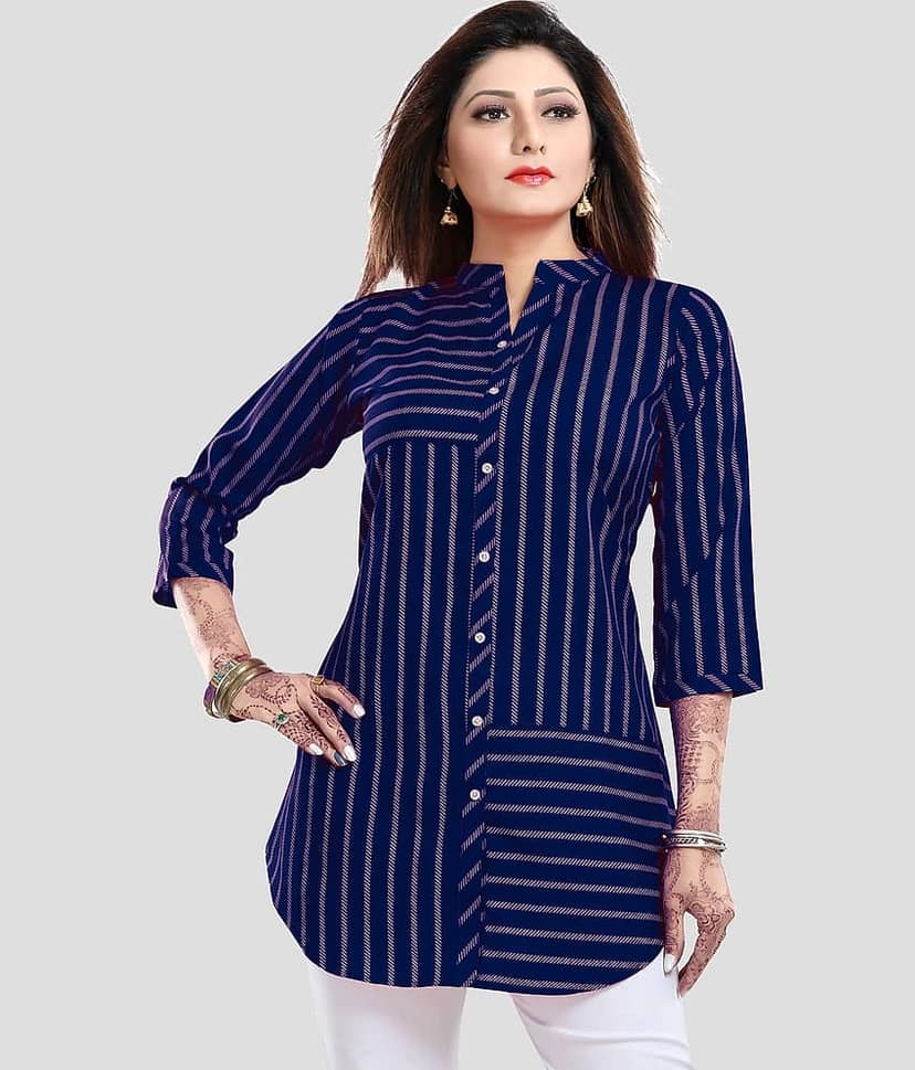 Meher Impex - Navy Blue Crepe Women's Tunic ( Pack of 1 )
