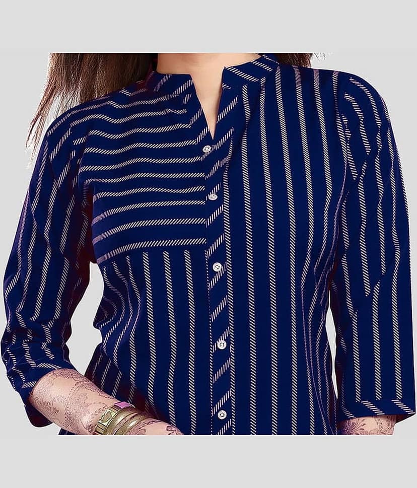 Meher Impex - Navy Blue Crepe Women's Tunic ( Pack of 1 ) view 2