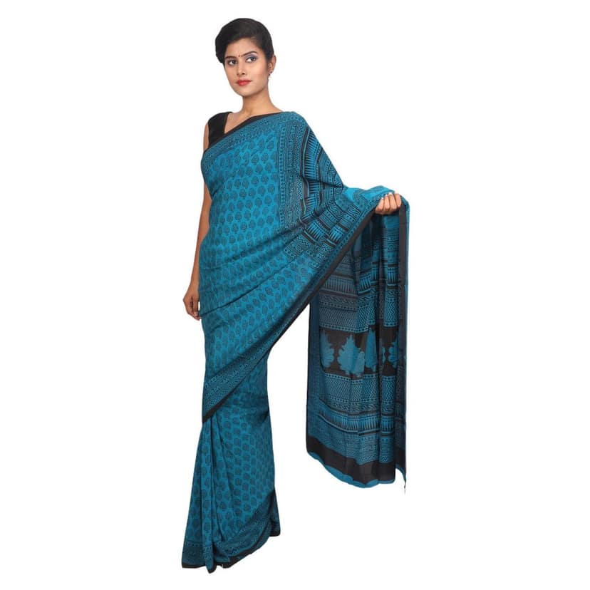 HANDLOOM CRAPE SILK SAREE WITH BLOUSE (SKU - 3I0106030422 SAREE- 207)