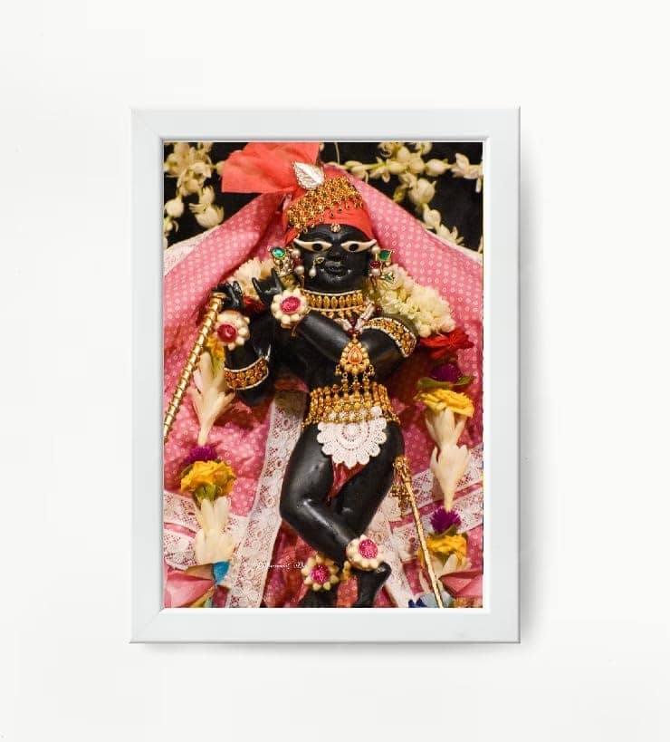 NOKKES Radha Raman Ji Vrindavan Radha Raman Thakur Ji White Photo Frames Religious Photo frame 5X7 Inch Photo Frame_QWW95