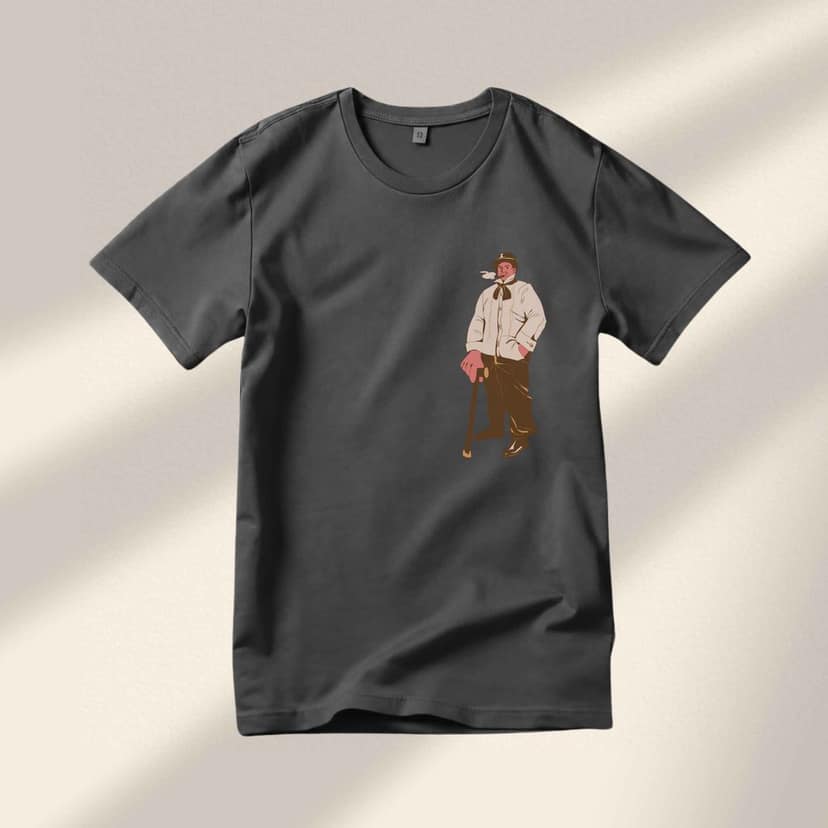 Trishoolin "Retro Gentleman" Anime Theme Graphic T-Shirt | Design 40012MB view 2