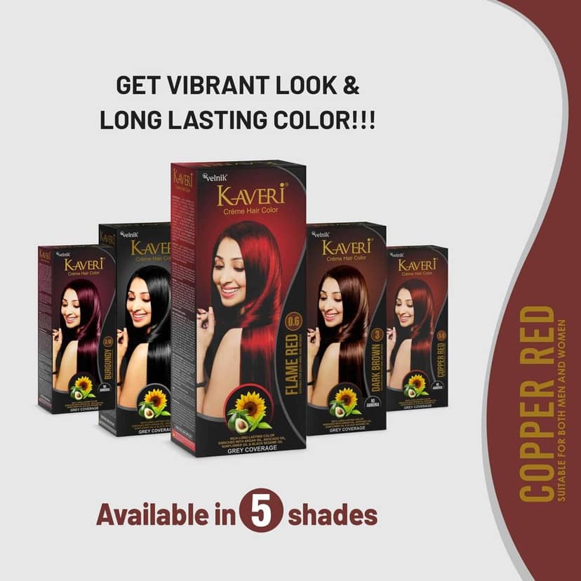 Kaveri Crme Hair Color Professional-grade Ammonia-free Damage Free Hair Colour for Women | PPD Free Organic Hair Colour with 100% Grey Coverage, Long Lasting Conditioning Hair Colo (pack of 2 Copper Red) view 6