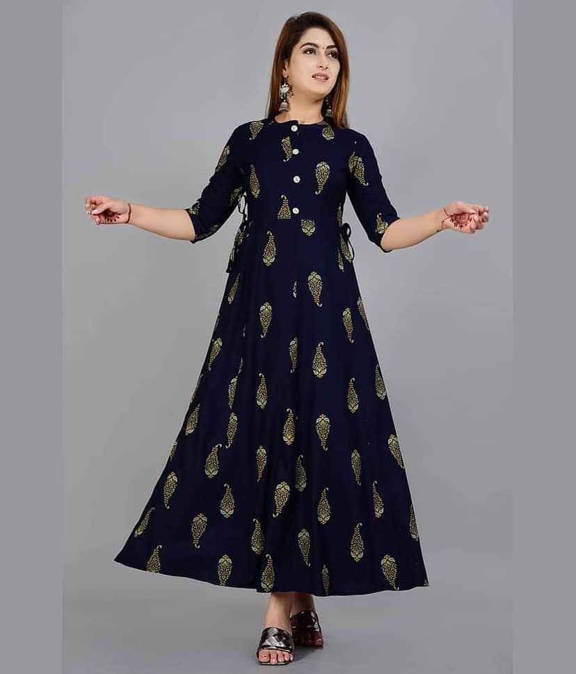 Smien - Yellow Rayon Women's Flared Kurti ( Pack of 1 )