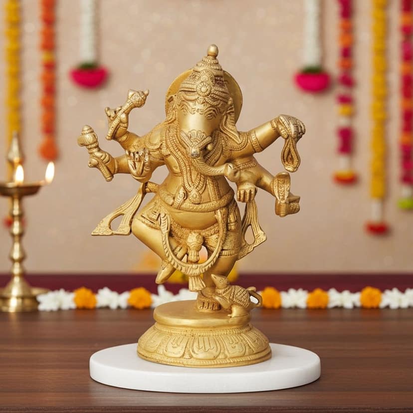 Brass Showpiece Dancing Ganesha Statue (BSMAS1257 B)
