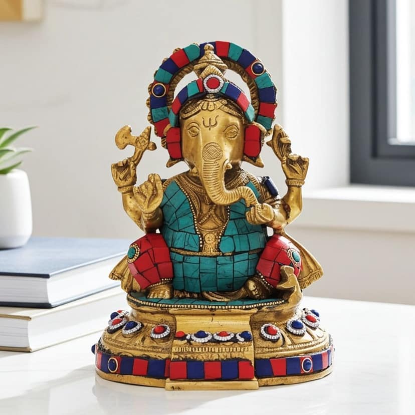 Brass Showpiece Ganesh Statue Lord Ganesha Brass Statue | Prosperity & Good Luck Charm(BSMAS747 G)
