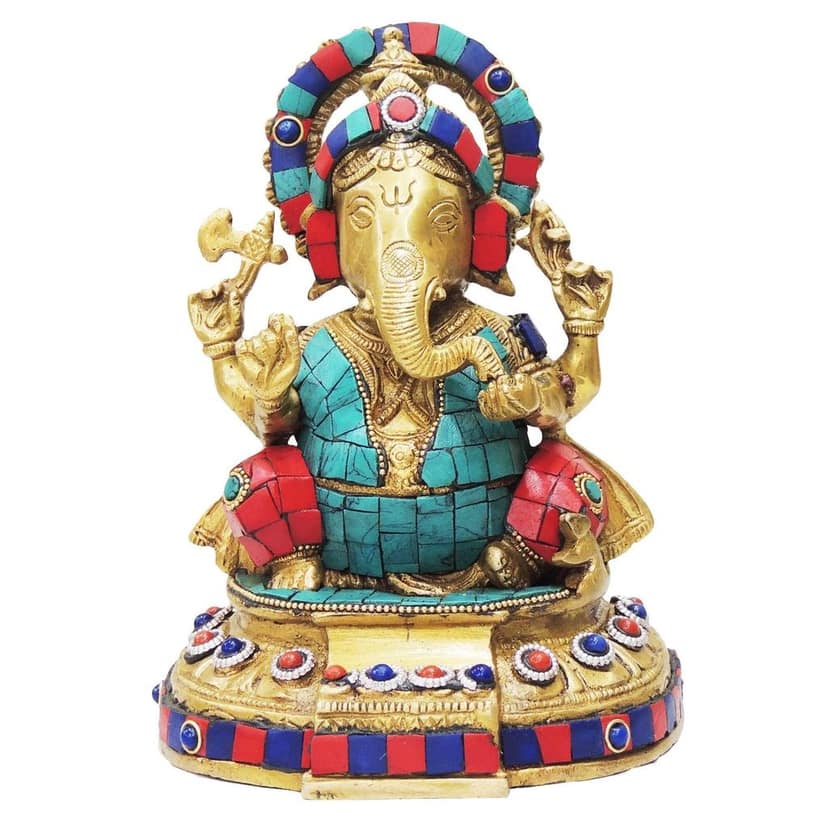 Brass Showpiece Ganesh Statue Lord Ganesha Brass Statue | Prosperity & Good Luck Charm(BSMAS747 G) view 2