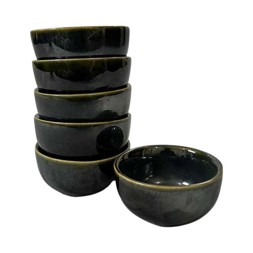 Ceramic Dining Emerald Green Glazed 50ml Dip Bowls Set of 6 || Ketchup Bowls || Sauce Bowls || Chutney Bowls view 2