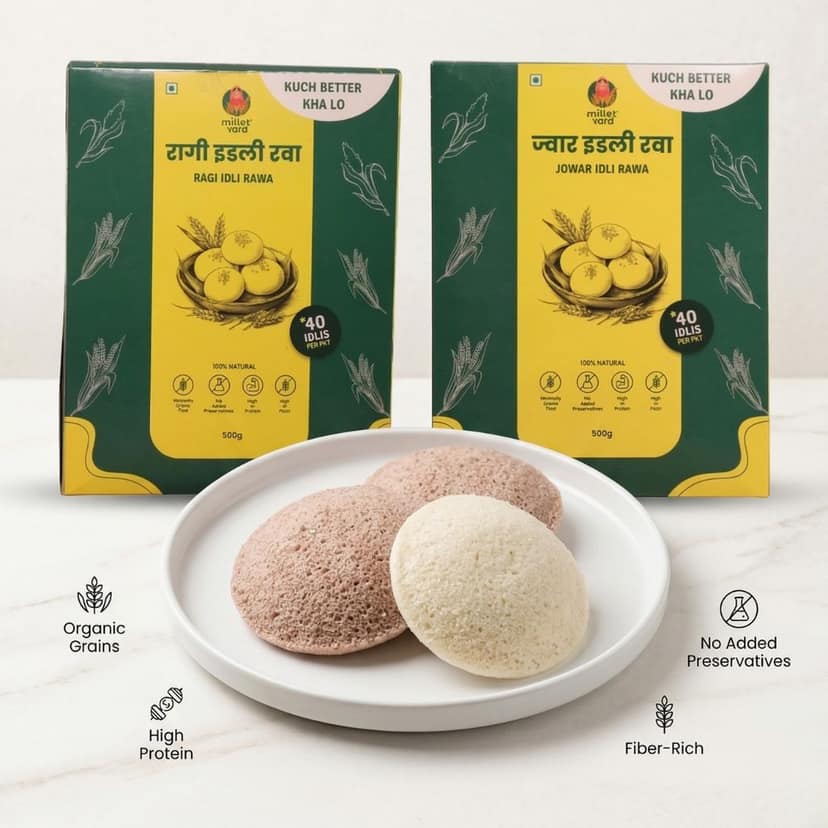 Gut Friendly Combo – Jowar Idli Rawa (500g) + Ragi Idli Rawa (500g)