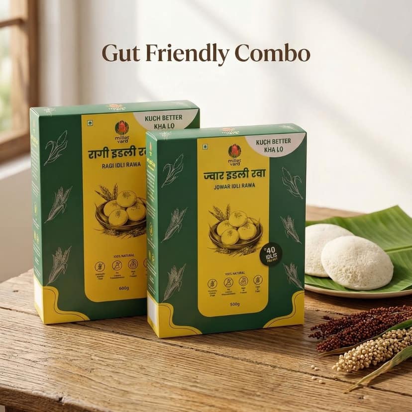 Gut Friendly Combo – Jowar Idli Rawa (500g) + Ragi Idli Rawa (500g) view 3