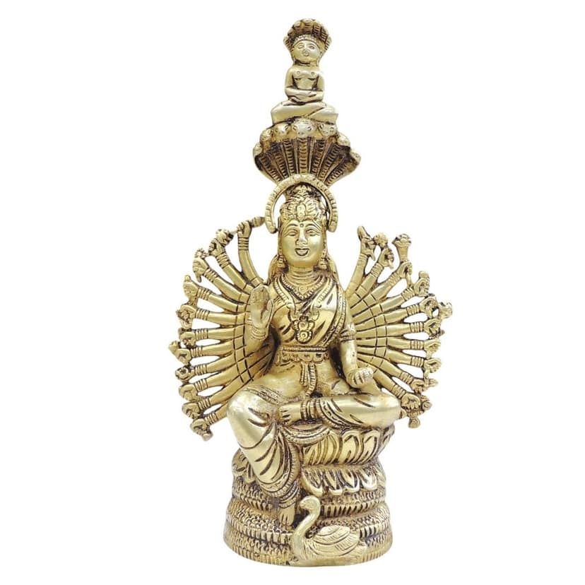 Brass Gayatri Mata Idol Statue | Hindu Goddess Puja Showpiece, Height : 11 Inch (BSMAS1638 K) view 2