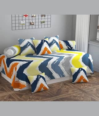 Apala Microfibre Abstract Diwan Set 8 Pcs - Multi