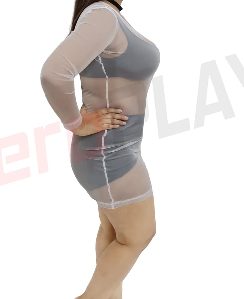 Casual, Club and Beach Wear See Through White Fitted Mini Bodycon view 2