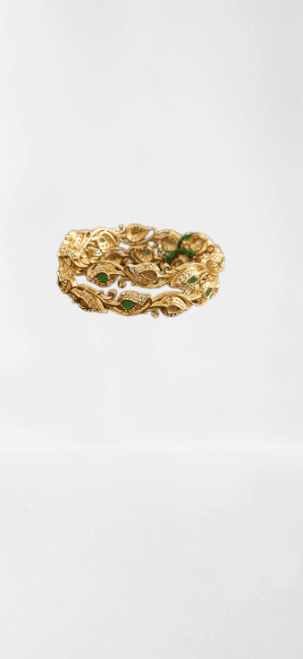 Gold Plated Peacock Design Bangle Set view 2