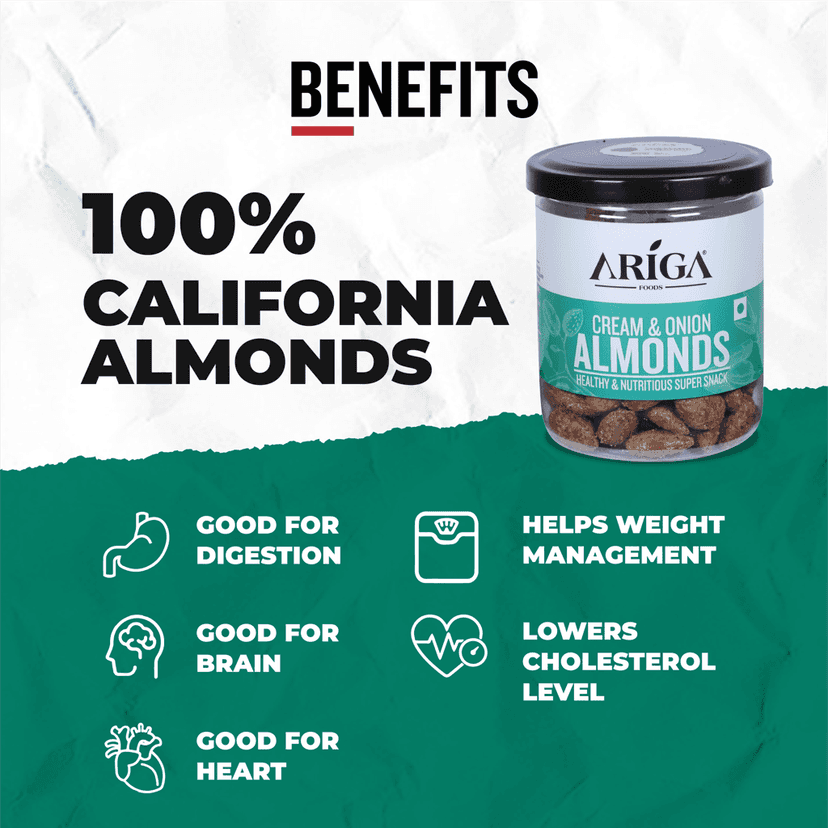Ariga Foods Cream & Onion California Badam | Roasted Almonds (200 g) view 4