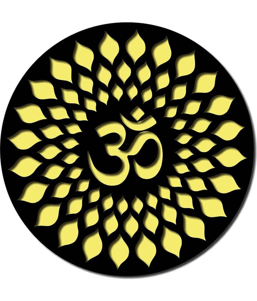 Asmi Collection Black and Golden Acrylic 3D OM Wall Sticker ( 30 x 30 cms )