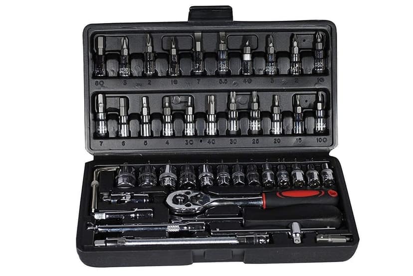 UZAN 46 In 1 Pcs Tool Kit & Screwdriver and Socket, Auto Repair Hand Tool Ratchet Hex Wrench Set, Tool Kits For Automotive Repair, Household, Car & Bicycle Repairs Metric Screwdriver Set