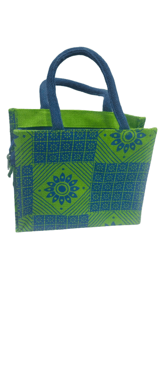 Eco-Friendly Jute Handbag with Floral Pattern