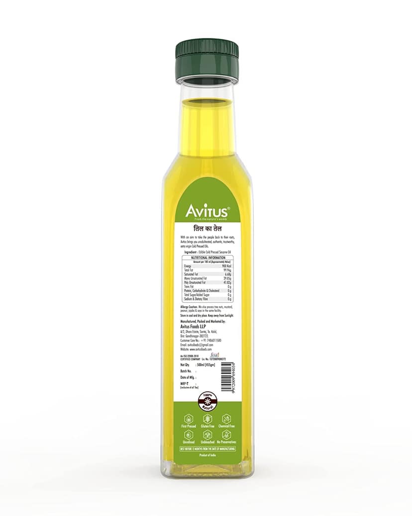 Avitus Cold Pressed Sesame Oil, 500 ml view 2