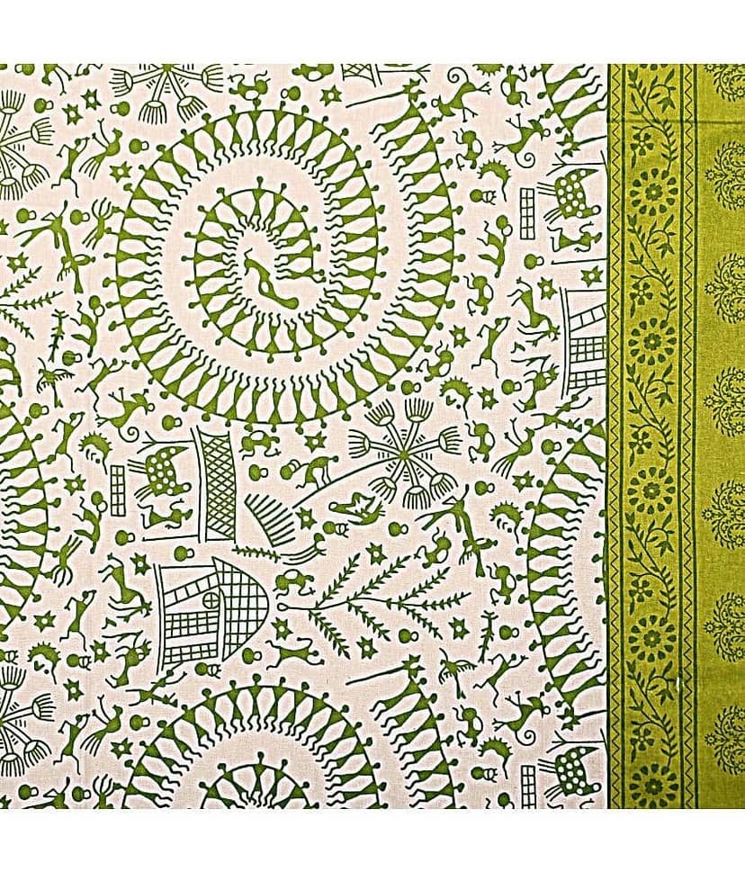 Uniqchoice Cotton Abstract 1 Single Bedsheet with 1 Pillow Cover - Green view 2