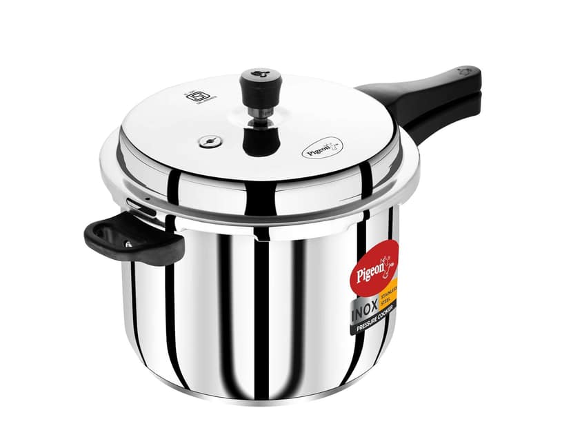 Pigeon Inox Stainless Steel Pressure Cooker Outer Lid, Induction Base, Silver - 7.5 Litre