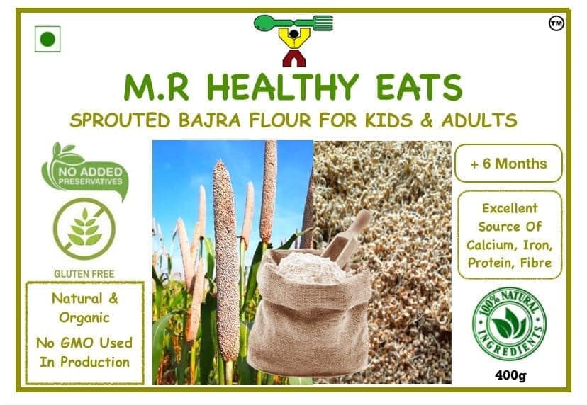 M.R Healthy Eats- Organic Sprouted Bajra Flour for Kids & Adults In Food-Grade Container 400 gms each (Pack of 2) (+6 Months) view 3