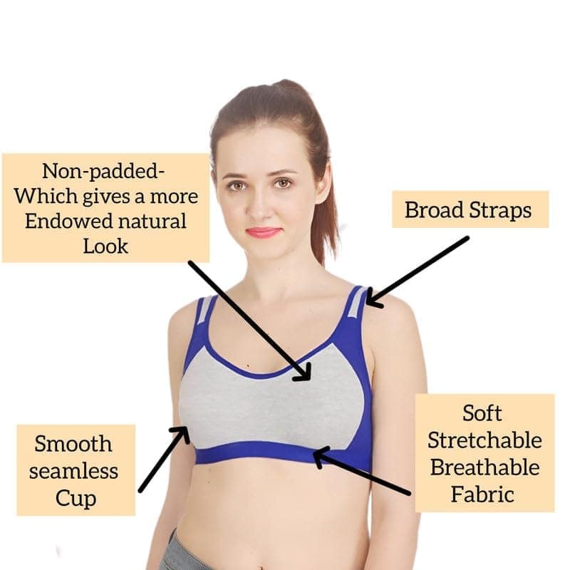 FASHION BONES Women's Everyday Cotton Sports Bra | Support - Ideal for Active Women | Non Padded | Gym | Running | Full Coverage, Breathable & Stylish view 9