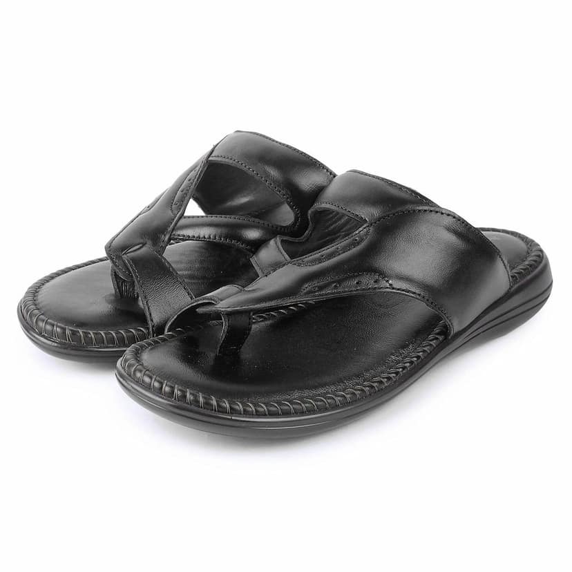 FEATHER LEATHER Men's Genuine Leather Formal Comfortable & Fashionable Flip Flops Slipper | Casual Indoor/Outdoor/Cross Strip Chappal view 5