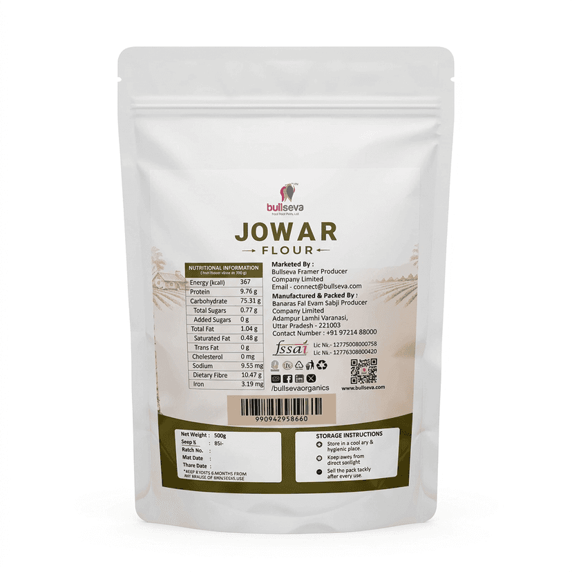 Bullseva Organic Jowar Flour (Sorghum Flour) - 500g view 3