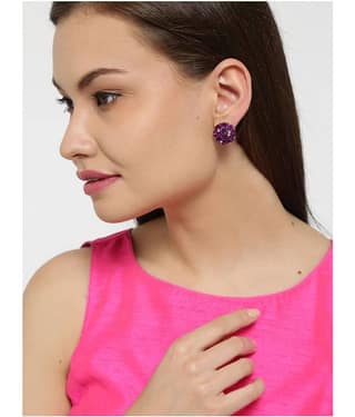 YouBella Fashion Jewellery Summer Special Stylish Rose Shape Fancy Party Wear Earrings for Girls and Women (Purple)
