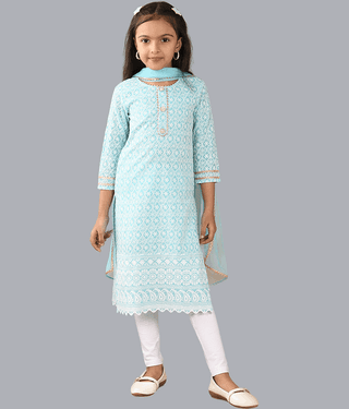 HLGARMENTS Girls Cotton Kurti Legging Set ( Pack of 1 , Gray )