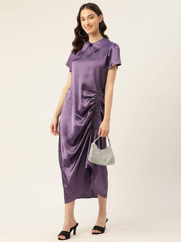 Rue Collection Peter Pan Collar Satin Maxi Dress view 7