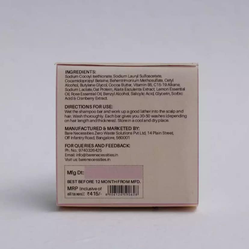 Bare Necessities Crans N’ Roses Hydrating Shampoo Bar for Dry Flaky Scalp view 10