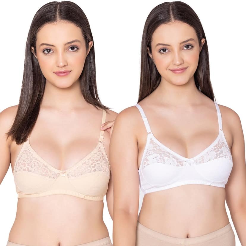Bodycare polycotton wirefree adjustable straps designer net cup non padded bra-1535BB