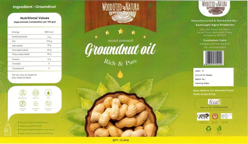 Woodified Natura Pure Cold Wood Pressed Groundnut Oil (5 LTR) view 2