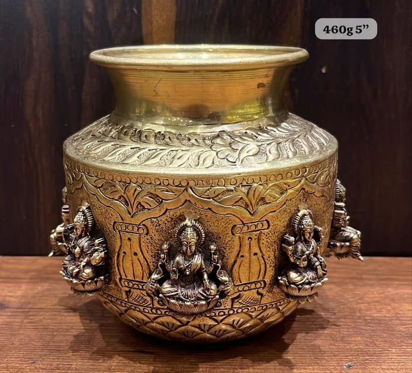 Exquisite Handcrafted Brass Ashta Lakshmi Kalash