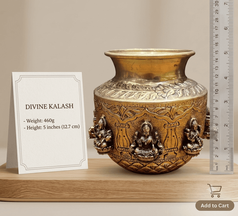 Exquisite Handcrafted Brass Ashta Lakshmi Kalash view 2