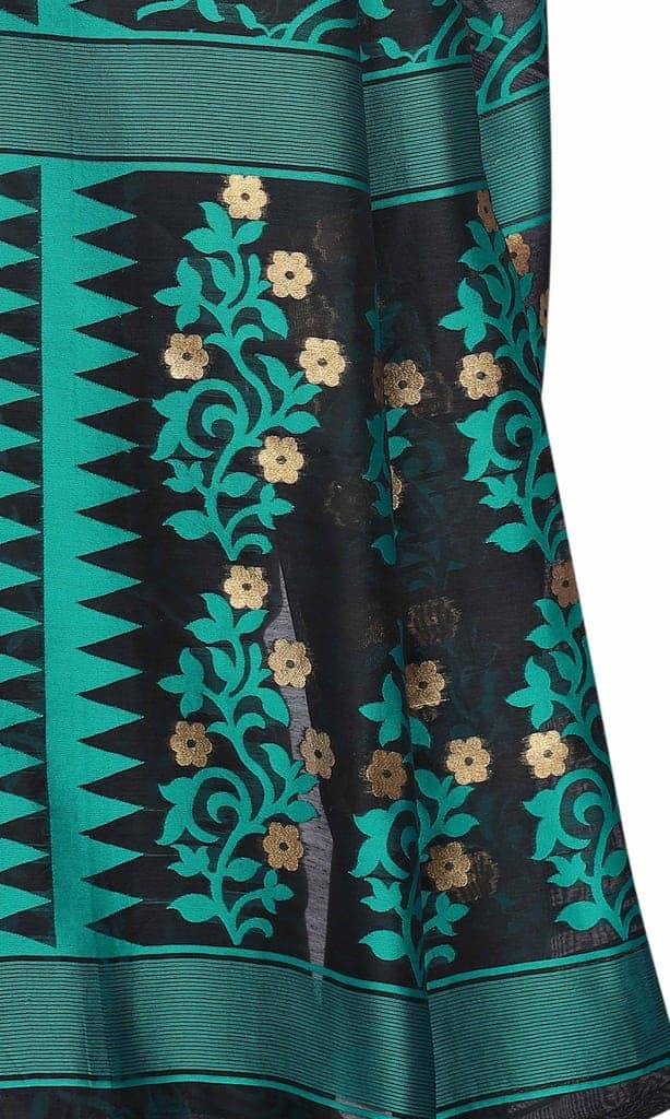 Silk Zone Women's Jamdani Cotton Blend Woven Saree with Blouse Piece view 3