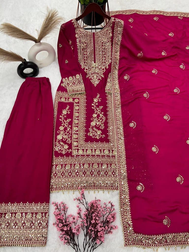 Pink Black Maroon Salwar Kameez Readymade Pakistani Stitched New Indian Ready To Wear Wedding Suit view 3
