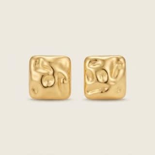 Gold Molten Square Studs | Gold-Tone Anti-Tarnish Imitation Jewellery