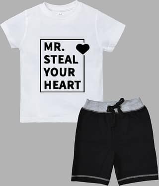 ETCHED DESIGN Pack of 1 Boys Cotton T-Shirt & Shorts Set ( Multicolor )