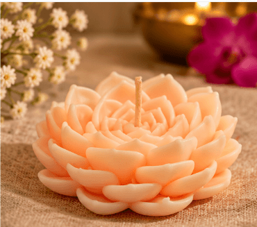 Decorative Lotus-Shaped Candle for Home and Festive Decoration view 2