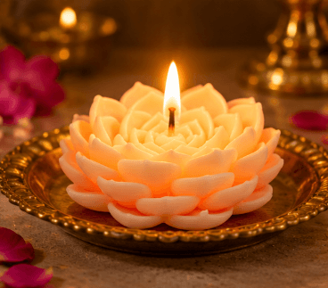 Decorative Lotus-Shaped Candle for Home and Festive Decoration view 3