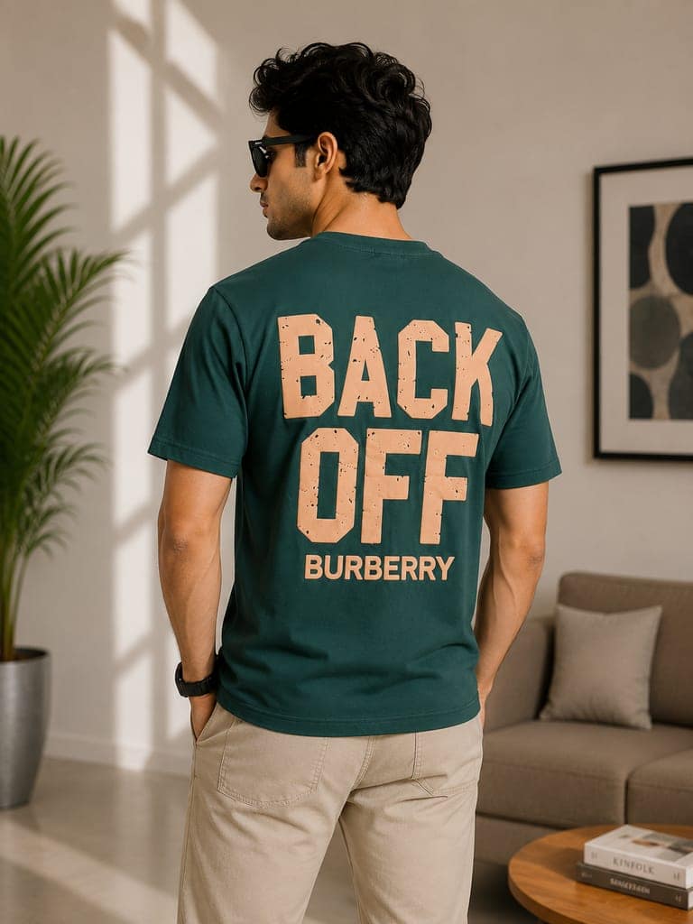 Men's front and back printed cotton halfsleeves round neck tshirt view 2