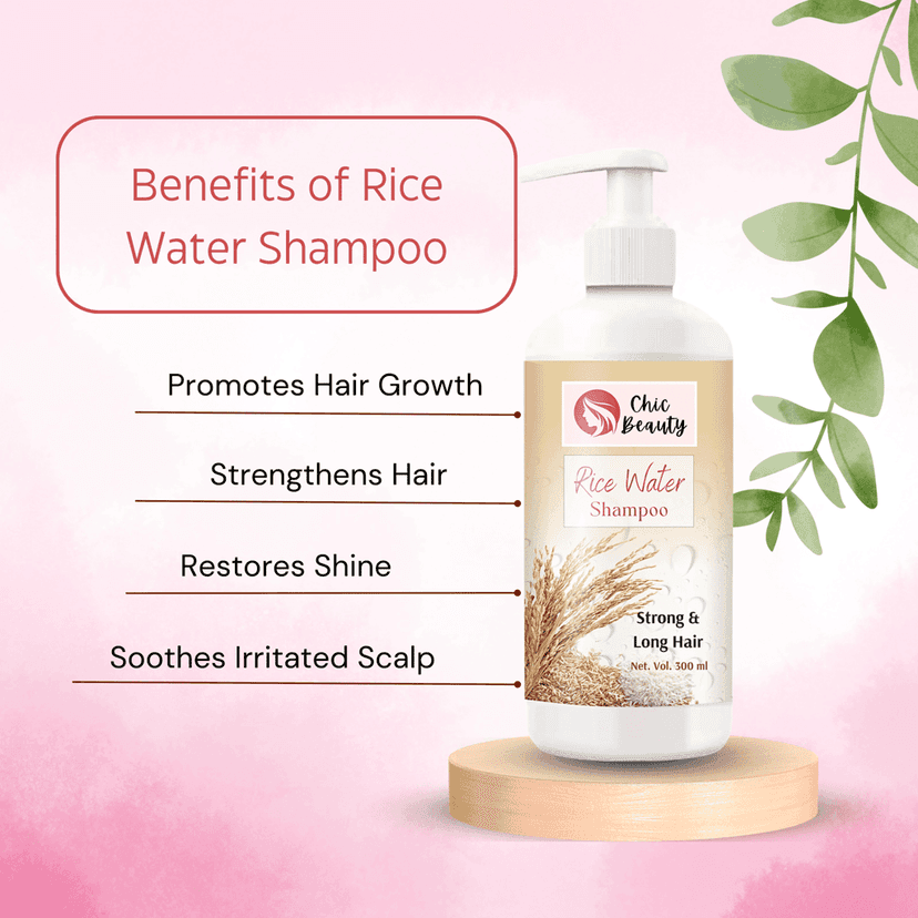 Chic Beauty Hair Care Combo Kit for Strong Root and Long Hair (Rice Bran Hair oil 100ML + Rice Water Shampoo 300ml + Rice Water Conditioner 300ml + Hair Growth Serum 30ML) view 4